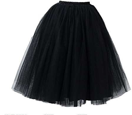 A Liittle Tree- Black Long Ladies Girls Women Ballet Fancy Tutu Skirts Underskirts Petticoat (5 Layer)