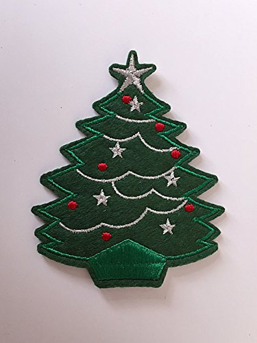 Decorated Wide Christmas Tree Iron on Sew on Embroidered Patch