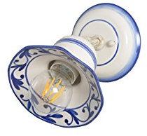 VANNI LAMPADARI - Applique da Parete Interno Edera - Lampada da Parete Orientabile con Snodo- in Ceramica Decorata a Mano - Applique Camera da Letto - Bagno - Cucina – Soggiorno, Blu