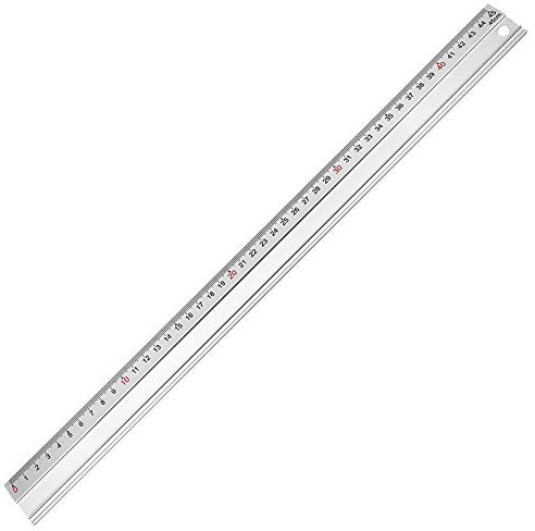 Aluminium Lineal Skalierung cm/Inch: Mit rutschhemmender Beschichtung garantiert ein exaktes Messen durch eine feine flache Kantenführung (45 cm)