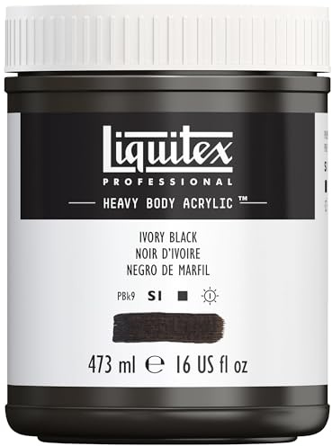 Liquitex 4412244 Professional Heavy Body Acrylfarbe in Künstlerqualität mit ausgezeichneter Lichtechtheit in buttriger Konsistenz, 473ml Topf - Elfenbeinschwarz