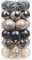 Sea Team 60mm/2.36 Delicate Contrast Color Theme Painting & Glittering Christmas Tree Pendants Decorative Hanging Christmas Baubles Balls Ornaments Set - 30 Pieces (Stone Blue & Silver Grey)