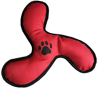 THREESS 1 STÜCK wasserdichte Weiche Knochen Bumerang Sound Hundetraining Welpen Kauen Spielzeug, Rot, Bumerang S