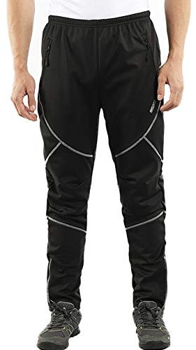 Comcrib Herren Fahrradhose Radhose Lange Thermo Winterhose Fleece Wanderhose Wasserdicht Winddicht MTB Hose Reflektierende Hose zum Bergsteigen Joggen Reiten