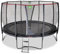 EXIT Toys PeakPro Runde Trampolin - ø427cm - Mit Sicherheitsnetz, Sprungzähler und Trampolinleiter - Reflektierender Schutzrand - Mit Fußschutzsystem - Rostfrei - Für Kinder - Schwarz