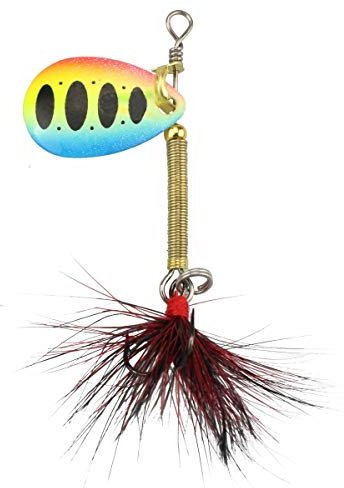 FTM Tornado Spinner 2,3g Evo - Forellenspinner, Forellenköder zum Spinnfischen, Ultralight Spinnköder für Forellen, Farbe:Regenbogen Ellipse
