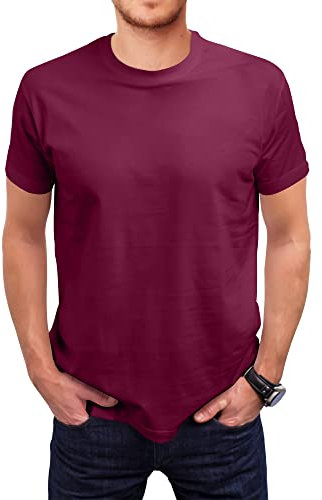 Love My Fashions Men's Round Neck Short Sleeves Plain T-Shirt Burgundy