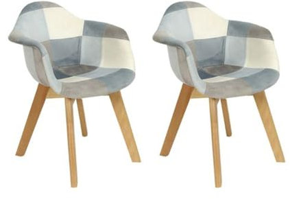 HOME DECO KIDS, HD6749, Lot de 2 Fauteuils, Modèle Léonie, Patchwork Enfant Design Scandinave Coloré, Confort Ergonomique, Idéal pour Jouer et Lire, Pratiques 39x57,8x31 cm, Bleu et Gris Ivoire Ciel