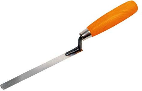 Work>it® Cazzuola per Fughe 170 × 12 × 2,5 mm – Utensile da Muratore per Stuccatura – Lama in Acciaio al Carbonio con Manico in Legno – Arancione