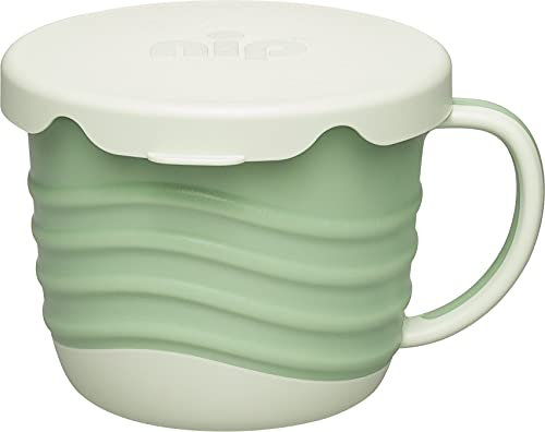 nip Snackbox/Trinkbecher 2in1 grün/hellgrün, Konisch, Kunststoff, Silikon, Wiederverwendbar, Hitzebeständig, Kind, Reise, Stillen, 1 Stück