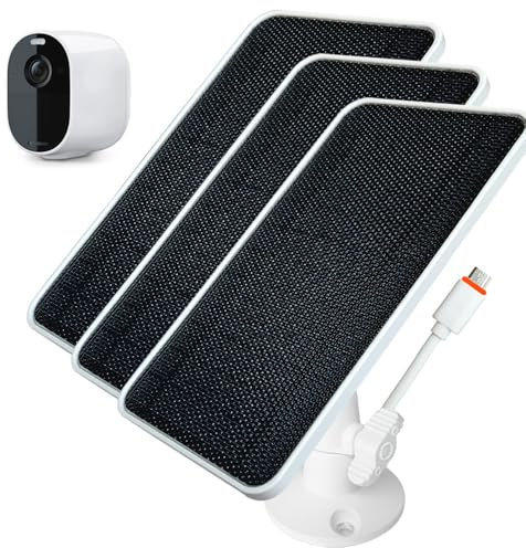 JJMASEE Solar Panel Charger for Arlo Essential/Essential Spotlight/XL Spotlight Camera,with 13FT Weatherproof Micro USB Charging Cable and Adjustable Mount (3 Pack)