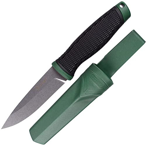 Ganzo G806-GR Feststehendes Messer, 8CR14 Edelstahlklinge, ergonomischer Anti-Rutsch-Griff, Camping, Jagd, Angeln, Outdoor, EDC-Messer mit Scheide (Grün)