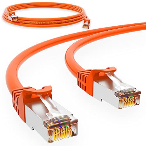HB-DIGITAL Câble patch RJ45 LAN CAT 6 - 0,5 m - Câble réseau jusqu'à 1 Gbit/s CAT 6 - Cuivre professionnel S/FTP DSL - Pour panneau de brassage, commutateur, routeur, modem - Orange