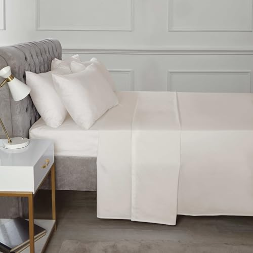 Rapport Home 16 Deep Flat Sheet 180TC Percale Sheet (Cream, King)