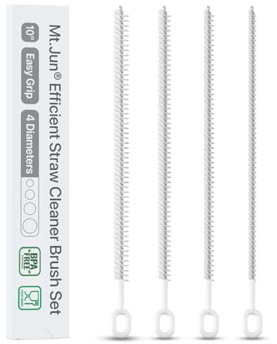 Straw Cleaner Brush Set (4 Pack) - 10 Inch, 4 Diameters for Thin & Smoothie Straws, Heavy-Duty, Comfort Grip Handle
