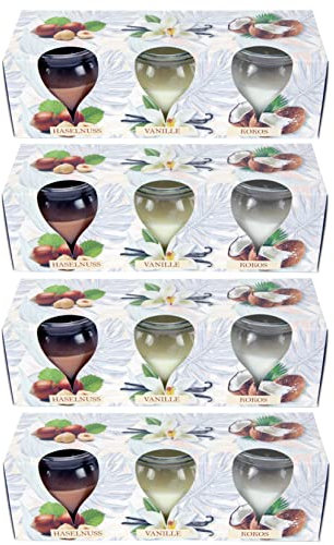 HS Candle Duftkerzen (Relax Selection) Selection 12er Pack im Glas, lange Brenndauer und angenehmer Duft