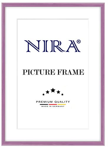 NiRa Massiv Holz Bilderrahmen Schmal 50 x 70 cm in Alt-Rosa Hochglanz | Farbe und Größe wählbar | Rahmen für Poster | Puzzle | Foto collage HD124