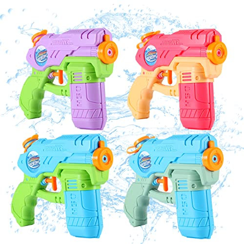 Pistola de agua para niños, OMWay 4 piezas pistolas de agua pequeñas con gran alcance pistola de pulverización de agua, mini pistola rociadora de agua para niñas niños, pistola de agua para piscina,