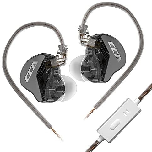 CCA CRA in Ear Monitor Headphones with Microphone Clear Sound Deep Bass Wired Earphone, Ultra-Thin Diaphragm Dynamic Driver IEM Tangle-Free with Hi Res Detachable Cable