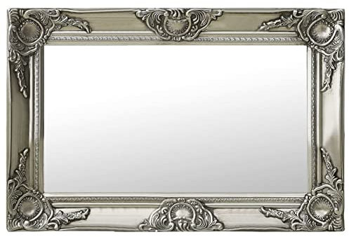 JUNZAI Wandspiegel im Barock-Stil 60 x 40 cm Silbern, Wall Mirror, Spiegel Schlafzimmer, Garderobenspiegel, Spiegel Schmal - 320330