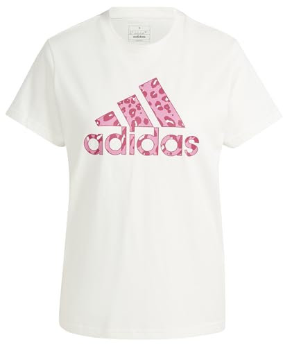 adidas Damen Animal Print Graphic Tee T-Shirt, Off White, S