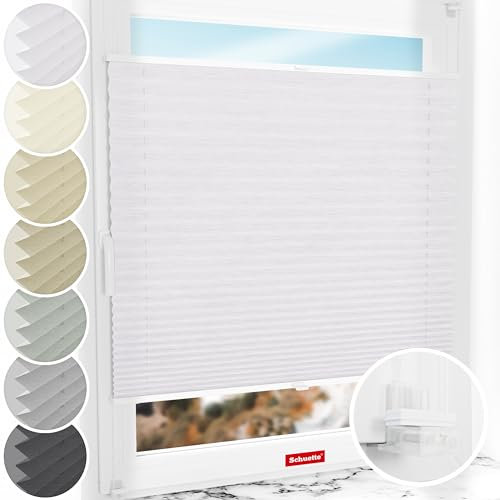 Schuette® Plissee nach Maß ohne Bohren ● Dolomite Kollektion: Cold Morning (Grau) ● 60-69 x 100-119cm (Breite x Höhe) ● Suprafix Faltrollo Klemmfix 2.0 Rollo ● 60 Sekunden Montage