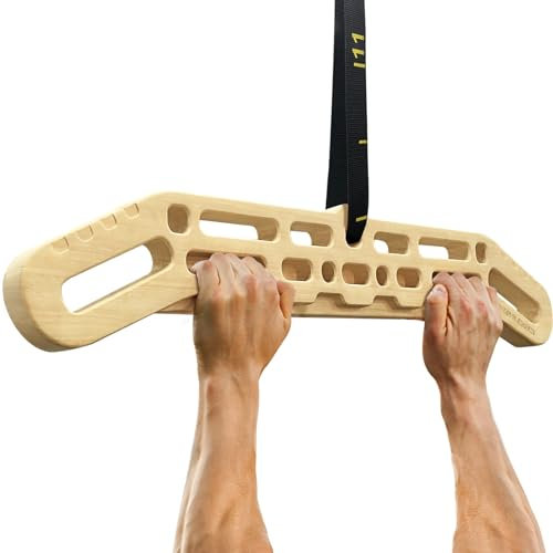 POWER GUIDANCE Hangboard de madera portátil para escalada en roca con función de entrenamiento de suspensión, mejora la fuerza de agarre de los dedos, uso en interiores y exteriores