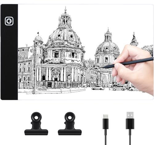 Sofore A5 Mesa de Luz Para Calcar,LED Tableta de Luz Dibujo de Dibujo Portátil con Brillo Ajustable,Tableta de Luz Dibujo light board con Cable USB,Bocetos,Diseño,Dibujo,Mesa de Luz de Dibujo