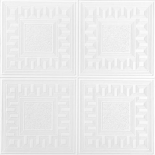 Richmond White Greek Key Wallpaper - Paintable Textured Trendy Feature Wall - Modern Contemporary Blown Vinyl