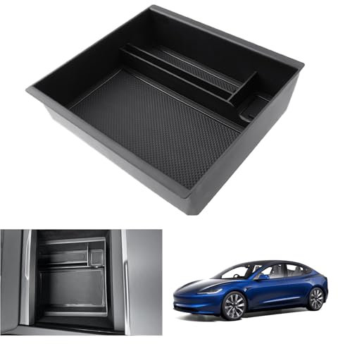 GAFAT Tesla Model 3 2024 2025 Centre Console Storage Box, Tesla Model 3 Highland 2024 Storage Space Front Organiser Tray Glove Box, Tesla Model 3 Accessories (Center)