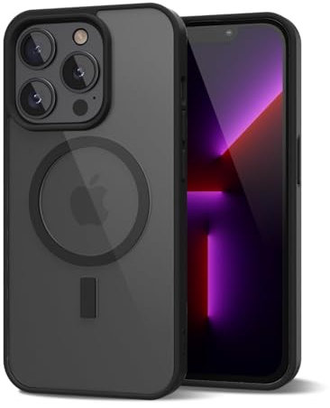 oakxco for iPhone 13 Pro Case Clear Magnetic Compatible with Magsafe, Thin Slim Transparent Non Yellowing, Hybrid Soft Silicone Bumper & Hard Plastic Protective Cover for Women, Black