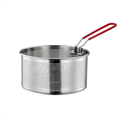 Pommes Körbchen Frittierkorb,Edelstahl Nudelkorb Küchensieb mit Griff Pommes Körbchen Frittierkörbchen Schöpflöffel Draht Skimmer Küchen und Haushaltssieb (18cm)