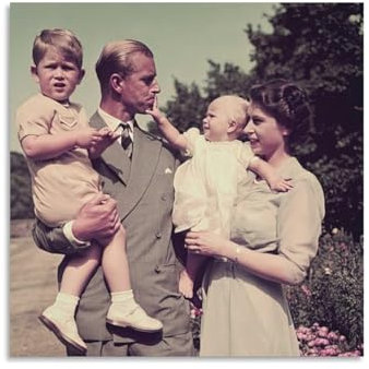 XINDIMAMA Kunstdruck auf Leinwand, Motiv: Queen Elizabeth II, junger Retro-Kunstdruck, Poster, Dekoration, moderne Wohnkunstwerke, 40,6 x 40,6 cm