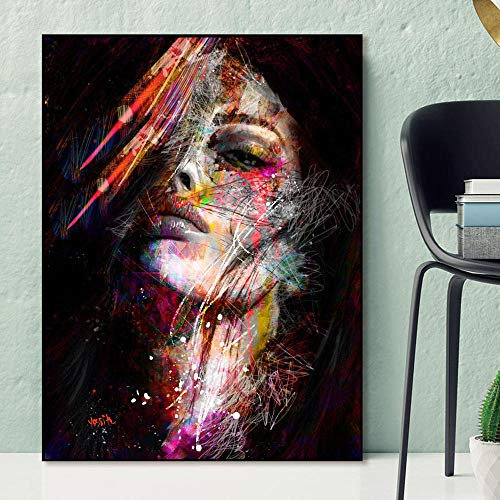 Puzzle Visage de Femme, Peinture à l'huile Abstraite colorée en Papier, 1000 pièces, Puzzle pour Adultes, Jouet d'apprentissage pour Enfants et Adultes 50x70CM