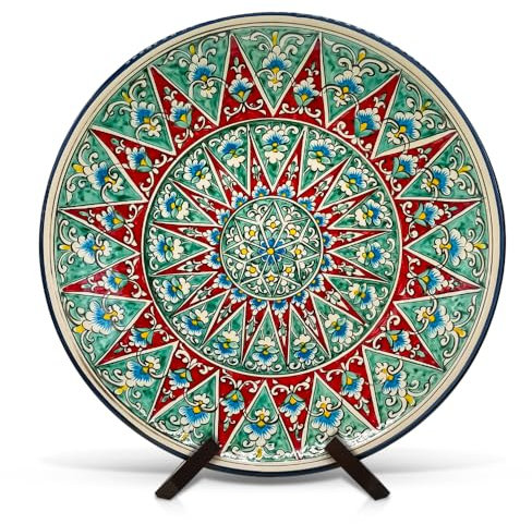 ZARENHOFF Lagan - Ø 42 Orientalischer Lagan Ляган Rischtan Keramik Teller Servier-Schale handbemalt (42 cm)