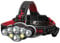 Riloer Torcia frontale ricaricabile, impermeabile, a LED, con luci di avvertimento rosse, torcia leggera a mani libere con 8 modalità di illuminazione per interruzioni di corrente, emergenza, corsa,
