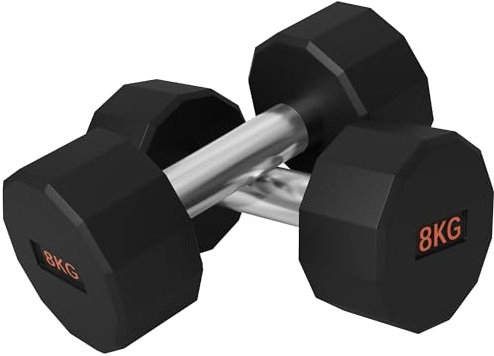 SPORTNOW Dumbbells Set, Hand Weights Pair with 12-Sided Shape and Non-Slip Grip for Men Women Home Gym Workout, 2 x 8kg