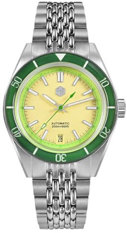 San Martin SN0116 Modische Herrenuhr mit Saphir-Regenbogen-Lünette, NH35, automatisch, mechanisch, wasserdicht, Sportuhren, V 2, Modern