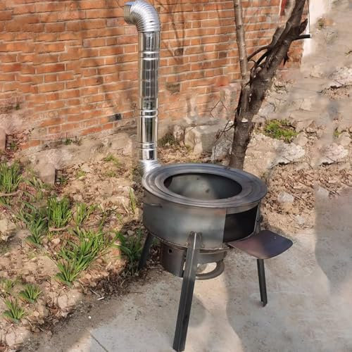 Estufa de Leña Portatil, Estufa de Leña Exterior, Estufa de Leña Robusta y Moderna, Estufa de Leña, Chimenea de Combustible Sólido para Cocinar en el Patio Trasero(63 * 60cm)