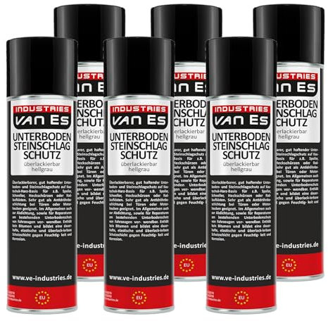 VE-INDUSTRIES Unterbodenschutz Spray GRAU 6 x 500ml Steinschlagschutz UBS ÜBERLACKIERBAR