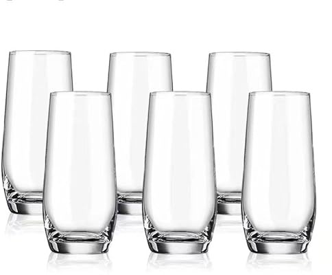 Gläser Set 330 ml,6 Stück Gläsern,Elite Wassergläser,für Wasser und Kaltgetränke, Wasser-Becher aus Glas, Saft-Gläser, Getränke-Set,,Perfekt für zu Hause, Restaurants und Partys (Transparent-330ml)