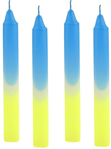 Scentoria 4 Stück Stabkerzen Bunt, Tropfkerzen, Kerzen Bunt, Bunte Kerzen, Bunte Stabkerzen, Tropfkerzen für Flaschen, Geburtstagskerzen, Spitzkerzen für Geburtstage, Hochzeit, Party (22 x 2,1cm）Ｃ