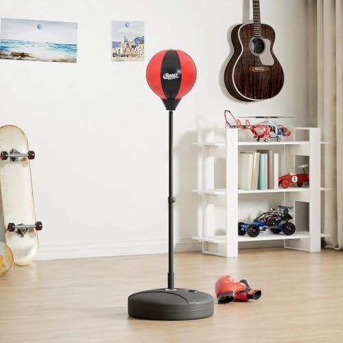 Furniture select-Punching Ball Set de balles de frappe avec gants et pompe Hauteur réglable 81-122 cm