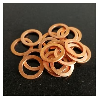KSeSii Rondelle plate en cuivre M10 joint d'étanchéité diamètre intérieur 10mm bague d'étanchéité feuille mince T3 rondelle en cuivre rouge(10x13x0.2(50Pcs))
