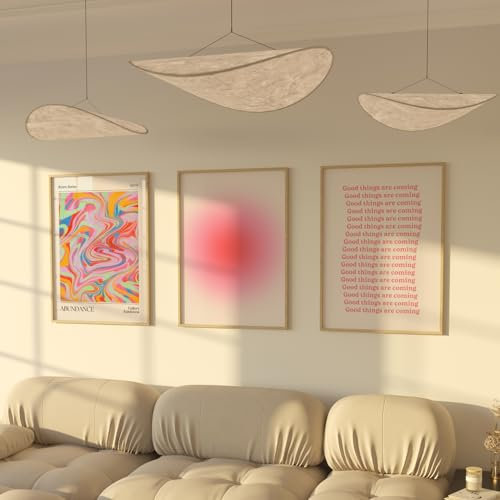 ZoeyAustin® Poster Set 3x Affiches Double Face | Sans Cadre | Tableau Décoration Murale | Affiche Murale Moderne pour Salon, Chambre, Bureau | Poster Mural Art (50x70cm, Aura Rose)