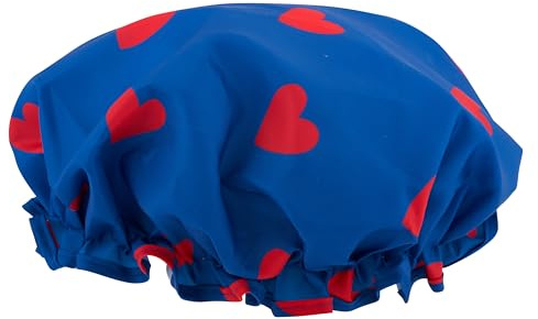 SMUG Shower Cap - Waterproof Shower Cap with Elastic Lining - Three Prints Available - Showers, Cooking, Spa Salon, Sleeping, Makeup - Shower Caps For Women UK Long Hair Short Hair - Loveheart