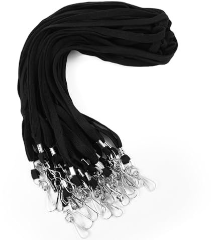 Ptwola 25 Stück Schwarz Schlüsselbänder Büro Schlüsselband Lanyard Nylon Abzeichen Lanyards mit Metall Swivel Drehhaken Sicherheits-Schlüsselbänder Lehrer Männer Frauen Aktivitäten benutzerdefinierte