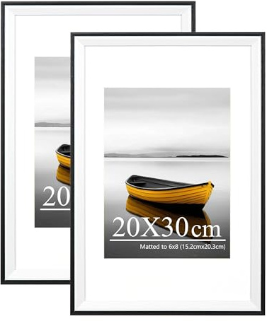 Baoee 20x30 Schwarz Weiß Zweifarbiger Bilderrahmen ，2er Set, Fotorahmen mit Acrylglas, Posterrahmen