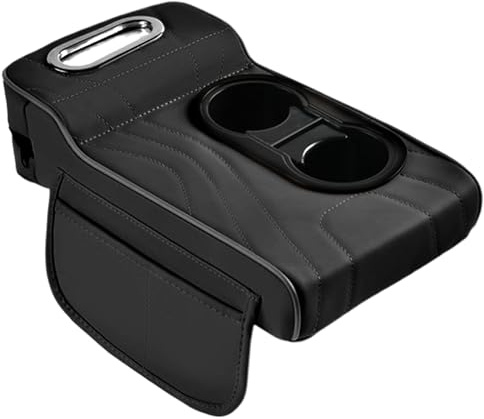 Zunishaone Car Armrest Cover, Console Cup Holder Riser, Multifunctional Organizer with Double Cup Holder, Side Tissue Box Pockets and Storage