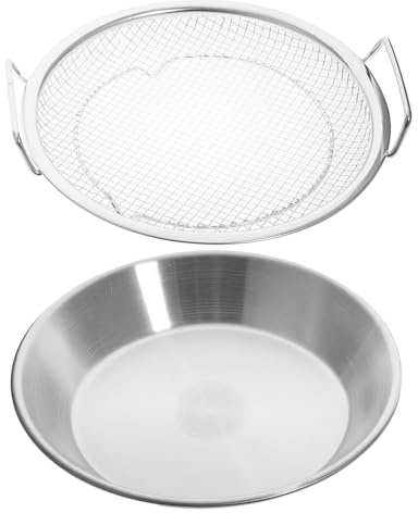 TEMPNAP Bandeja Escurridor para Frituras Inoxidable con Filtro para Aceite y Malla Redonda para Snacks y Alimentos Fritos Casa o Restaurante